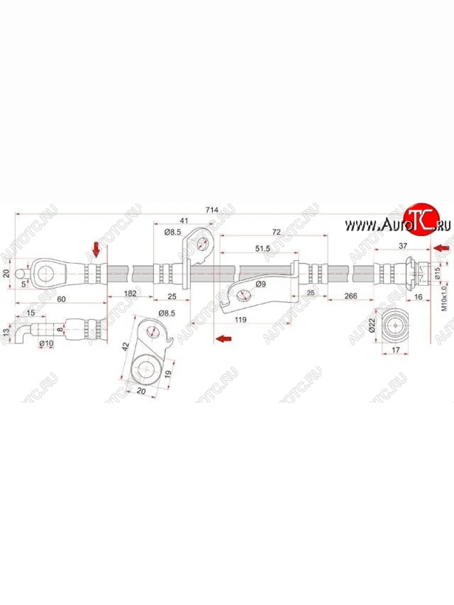 Тормозной шланг SAT (передний, правый) Toyota RAV4 XA305 5 дв. дорестайлинг (2005-2009)  в Керчи Республика Крым