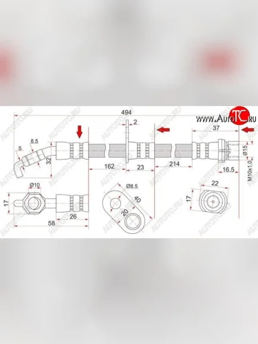 Тормозной шланг SAT (передний левый, Таиланд) Toyota RAV4 XA10 3 дв. дорестайлинг (1994-1997)