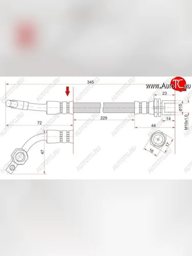 Тормозной шланг SAT (левый, дисковые тормоза) Toyota Land Cruiser J70 5 дв. 1-ый рестайлинг (1994-1999)