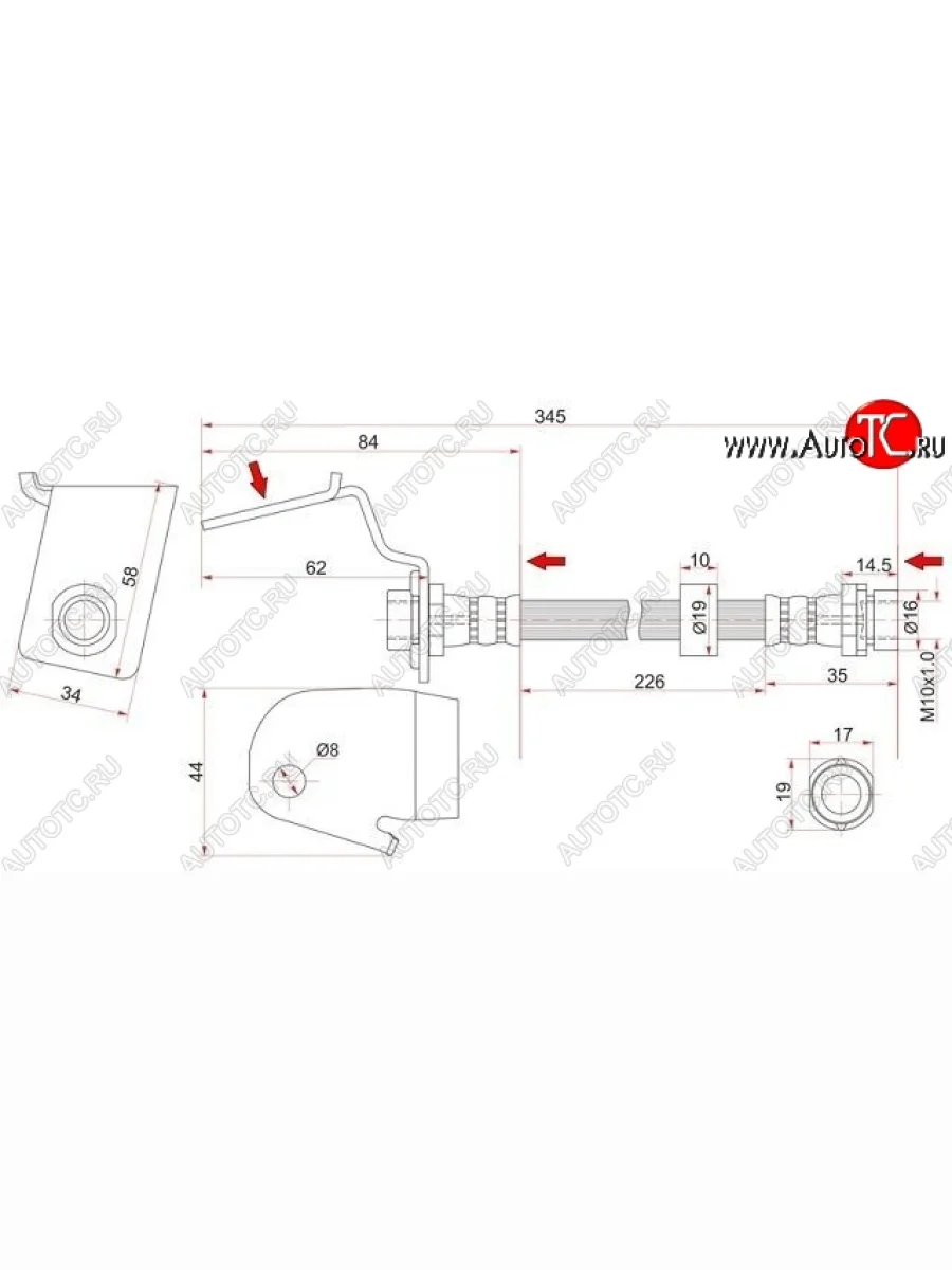 Тормозной шланг SAT (задний, левый) Mazda Tribute  дорестайлинг (2000-2007)  в Керчи Республика Крым