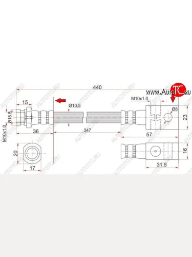 Тормозной шланг SAT (задний) Nissan Patrol 5 Y61 2-ой рестайлинг (2004-2010)