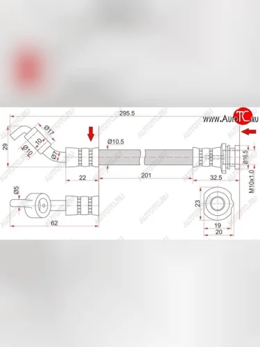 Тормозной шланг SAT (задний, левый) Nissan Presage - Teana  1 J31