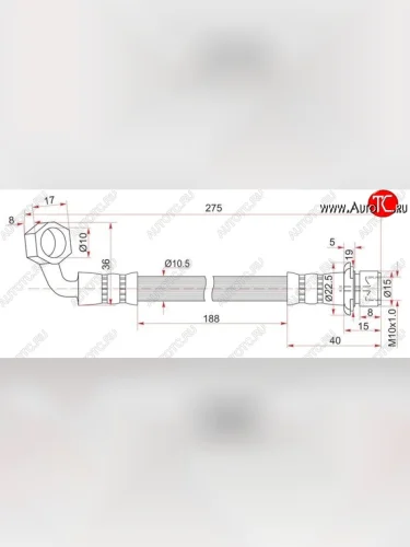 Тормозной шланг SAT (задний, левый) Lexus LX470 J100 дорестайлинг (1998-2002)