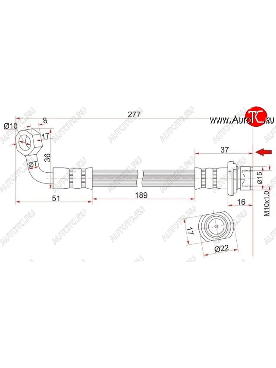 Тормозной шланг SAT (задний, правый) Toyota Land Cruiser Prado J150 дорестайлинг (2009-2013)  в Самаре Самарской области