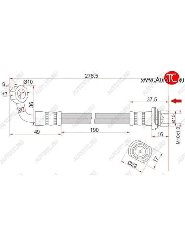 Тормозной шланг SAT (задний, левый) Lexus GX470 J120 дорестайлинг (2002-2007)
