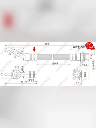 Тормозной шланг SAT (задний, левый/правый) Toyota Corolla E150 седан рестайлинг (2009-2013)