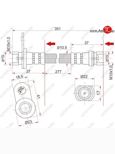 Тормозной шланг SAT (задний, левый) Toyota Caldina ( T190,  T210) - Corona  T190