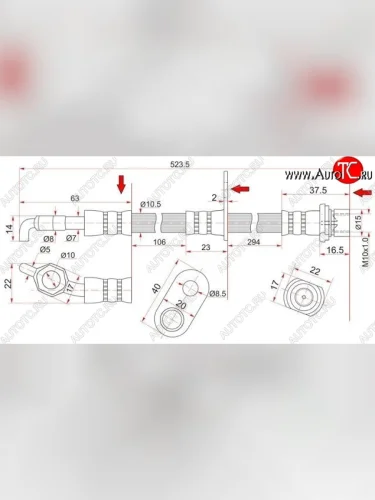 Тормозной шланг SAT (задний, левый) Toyota Mark 2 Qualis седан (1997-2002)