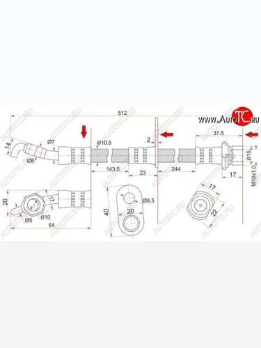 Тормозной шланг SAT (задний, левый/правый) Toyota Camry XV40 рестайлинг (2009-2011)