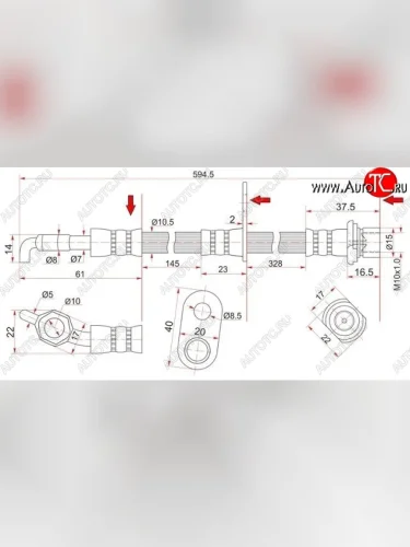 Тормозной шланг SAT (задний, левый) Toyota Camry XV40 рестайлинг (2009-2011)