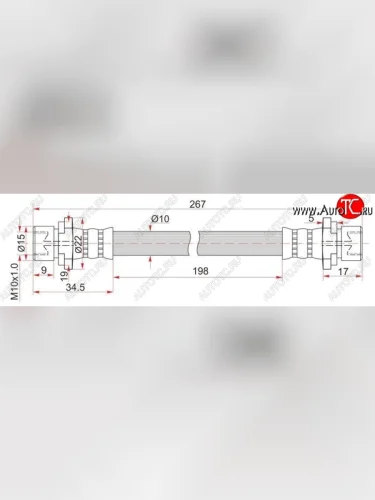 Тормозной шланг SAT (задний, пр-во Таиланд) Lifan Solano  дорестайлинг (2010-2015)