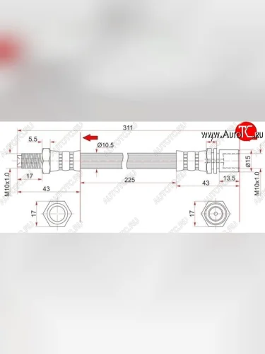 Тормозной шланг SAT (задний) Toyota Hiace H100 минивэн дорестайлинг (Япония) (1989-1993)