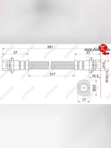 Тормозной шланг SAT (задний, промежуточный, пр-во Таиланд) Lexus LX470 J100 дорестайлинг (1998-2002)