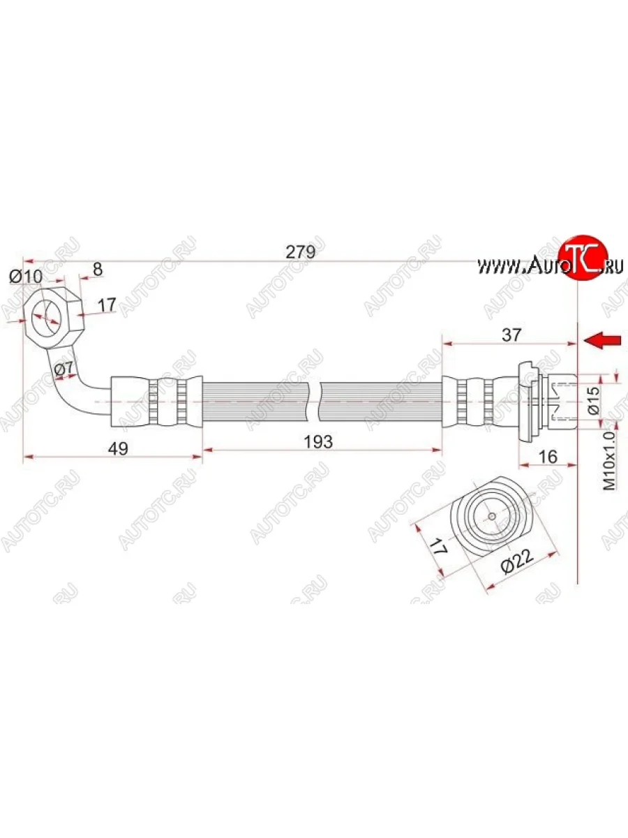 Тормозной шланг SAT (задний, левый) Lexus LX470 J100 дорестайлинг (1998-2002)  в Керчи Республика Крым