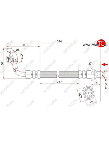 Тормозной шланг SAT (задний, левый) Toyota RAV4 XA305 5 дв. дорестайлинг (2005-2009)