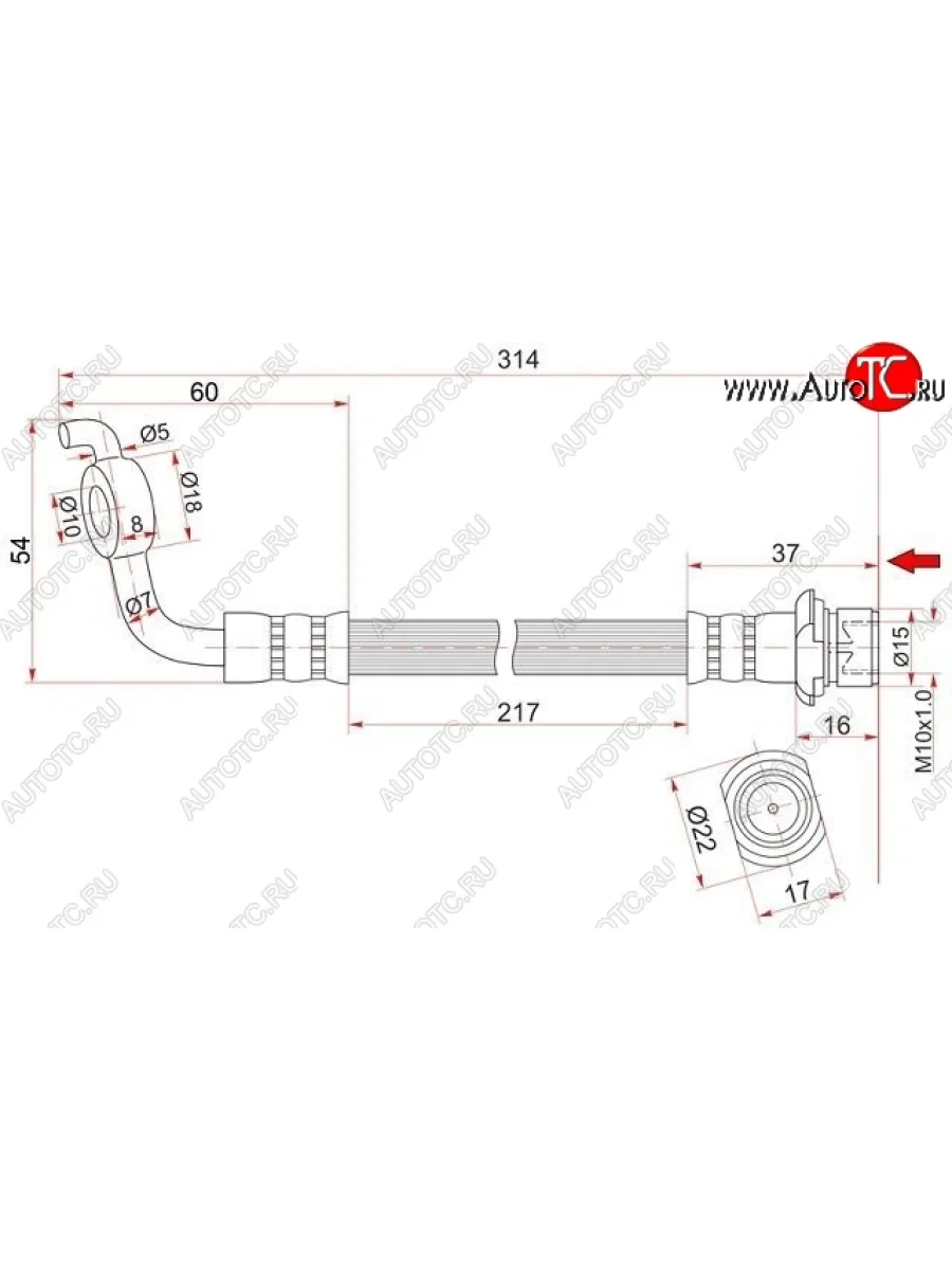 Тормозной шланг SAT (задний, левый) Toyota RAV4 XA305 5 дв. дорестайлинг (2005-2009)  в Керчи Республика Крым