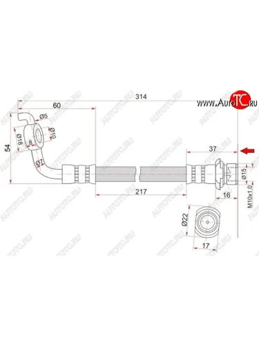 Тормозной шланг SAT (задний, правый) Toyota RAV4 XA305 5 дв. дорестайлинг (2005-2009)