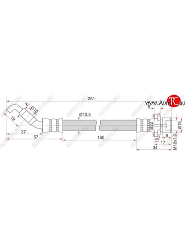 Тормозной шланг SAT (задний, левый/правый) Toyota Corolla Fielder E120 универсал дорестайлинг (2000-2002)