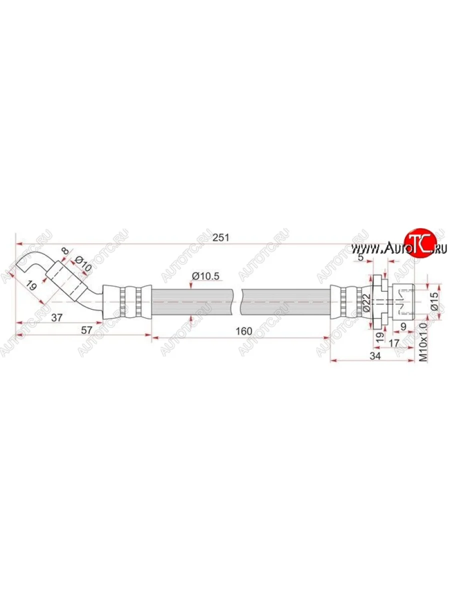 Тормозной шланг SAT (задний, левый/правый)  Toyota Corolla Fielder (2000-2006) E120  в Керчи Республика Крым