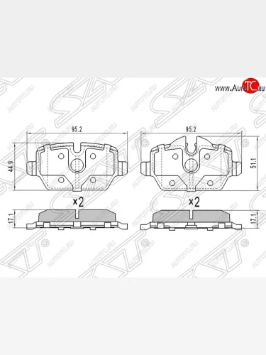 Колодки тормозные задние SAT BMW 3 серия E92 купе дорестайлинг (2005-2010)