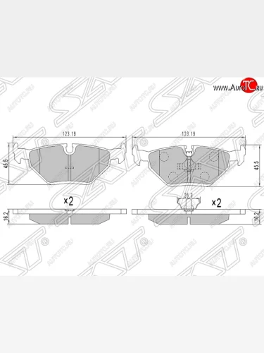 Колодки тормозные SAT (задние) BMW 3 серия E36 седан (1990-2000)