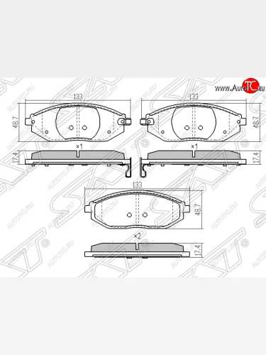 Колодки тормозные SAT (передние) Chevrolet Spark M300 дорестайлинг (2010-2015)