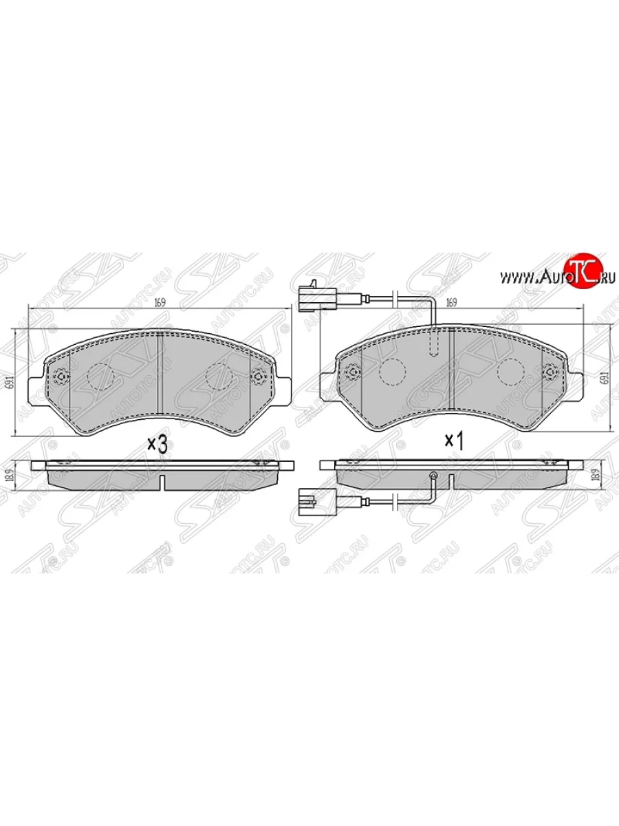 Колодки тормозные SAT (передние, с 2-мя датчиками износа) Fiat Ducato 250 (2006-2014)  в Самаре Самарской области