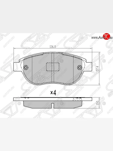 Колодки тормозные SAT (передние) Peugeot 206 хэтчбэк 5 дв. 2AC рестайлинг (2003-2009)