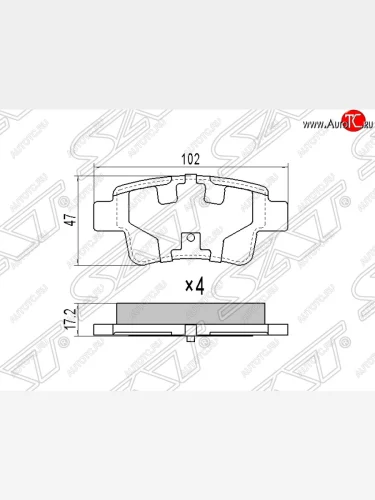 Колодки тормозные SAT (задние) Opel Corsa D   дорестайлинг, хэтчбэк 5 дв. (2006-2010)