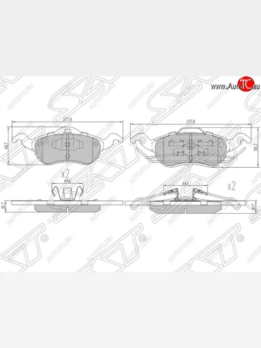 Колодки тормозные SAT (передние) Ford Focus 1 хэтчбэк 3 дв. дорестайлинг (1998-2002)