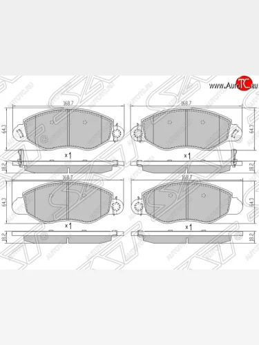 Колодки тормозные SAT (передние) Ford Transit цельнометаллический фургон дорестайлинг (2000-2006)