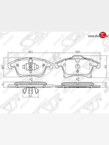 Колодки тормозные SAT (передние) Ford Mondeo MK5 CD391 дорестайлинг седан (2014-2018)