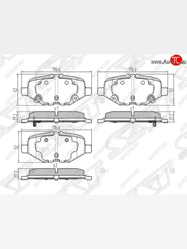 Колодки тормозные SAT (задние) Ford Explorer U502 дорестайлинг (2010-2016)