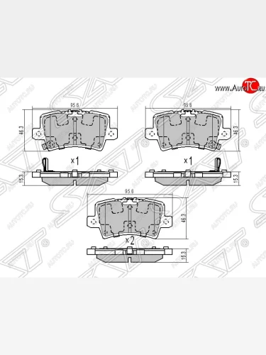 Колодки тормозные задние SAT Honda Civic FK,FN хэтчбэк 5 дв. дорестайлинг (2005-2008)