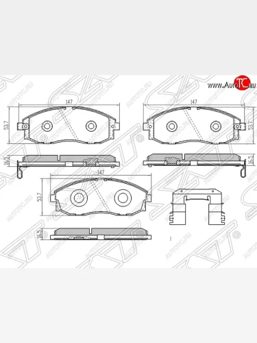Колодки тормозные SAT (передние) Hyundai Starex/H1 A1 дорестайлинг (1997-2004)
