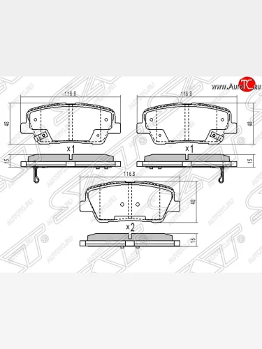 Колодки тормозные SAT (задние) Hyundai Santa Fe CM рестайлинг (2009-2012)