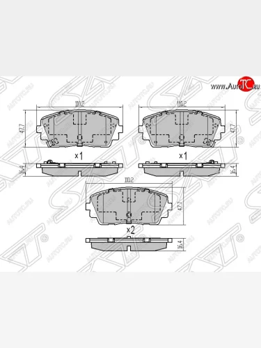 Колодки тормозные SAT (передние) KIA Picanto 2 TA хэтчбэк 5 дв. дорестайлинг (2011-2015)