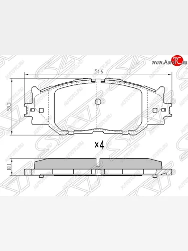 Колодки тормозные SAT (передние) Lexus IS250 XE20 седан дорестайлинг (2005-2013)