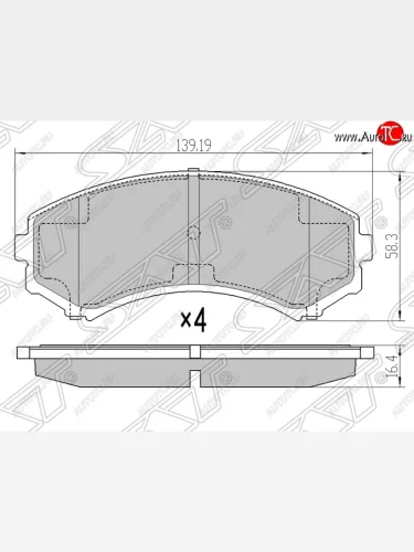 Колодки тормозные SAT (передние) Mitsubishi Pajero 3 V70 дорестайлинг (1999-2003)