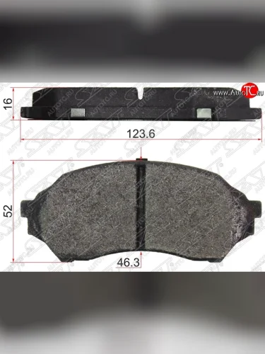 Колодки тормозные SAT (передние) Mazda 323/Familia  седан (1998-2004) BJ дорестайлинг, BJ рестайлинг