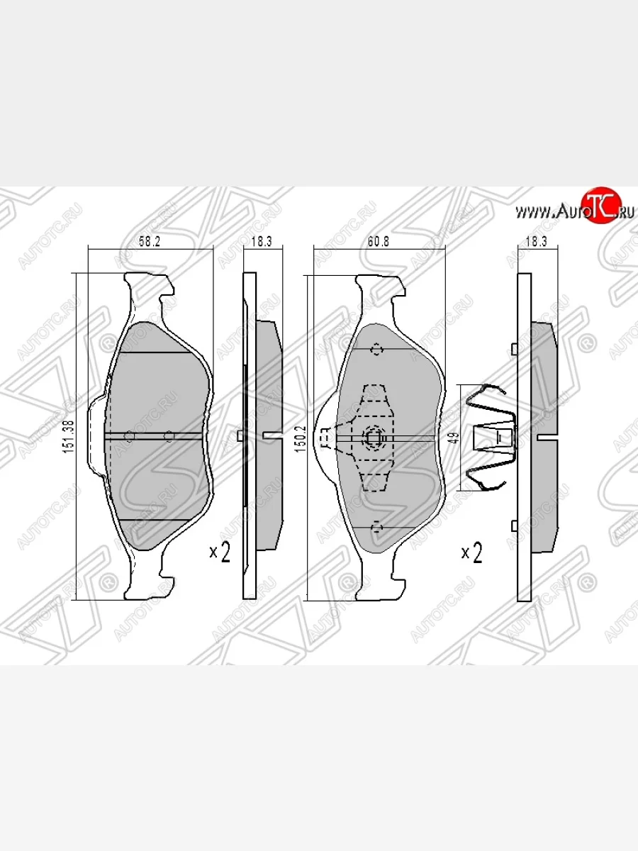Колодки тормозные SAT (передние) Mazda Demio 2 DY дорестайлинг (2002-2005)  в Керчи Республика Крым