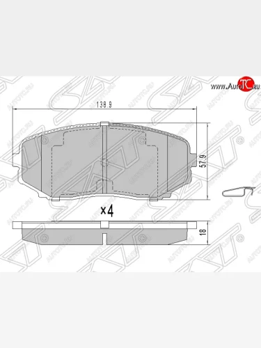 Колодки тормозные SAT (передние) Mazda CX-7 ER дорестайлинг (2006-2010)