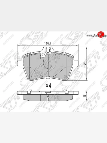 Колодки тормозные SAT (передние) Mercedes-Benz A class W169 дорестайлинг, хэтчбэк 5 дв. (2005-2008)