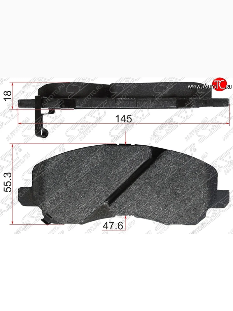 Колодки тормозные SAT (передние) Mitsubishi Lancer 9 CS седан 2-ой рестайлинг (2005-2009)  в Перми Пермском крае