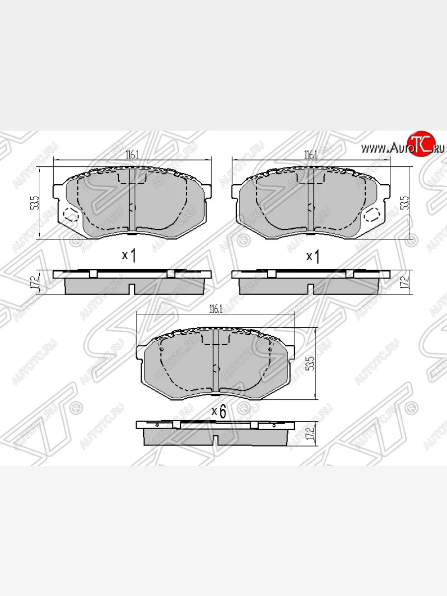 Колодки тормозные SAT (передние) Mitsubishi centre typ 6 (1993-2002)  в Самаре Самарской области