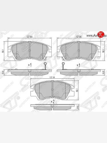 Колодки тормозные SAT (передние) Mitsubishi Pajero 2 V30/V40 5 дв. дорестайлинг (1991-1997)