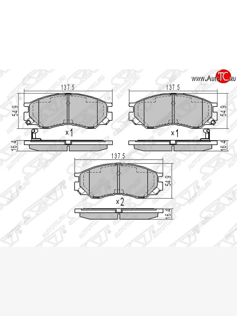 Колодки тормозные SAT (передние) Mitsubishi L200 4  дорестайлинг (2006-2014)  в Перми Пермском крае