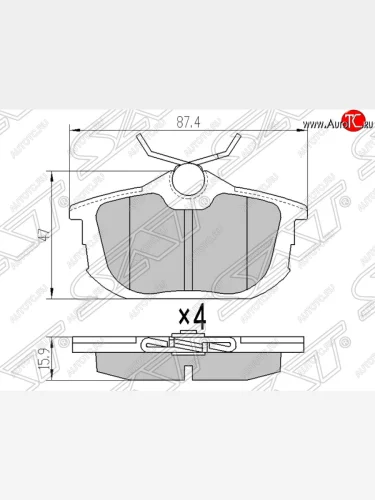 Колодки тормозные SAT (задние) Mitsubishi Lancer 9 CS универсал 1-ый рестайлинг (2003-2005)