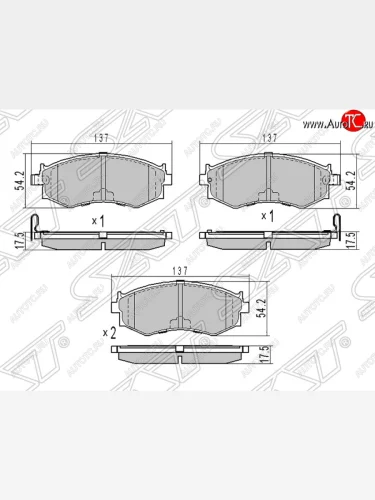 Колодки тормозные SAT (передние) Nissan Sunny B15 (1998-2004)