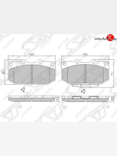 Колодки тормозные SAT (передние) Subaru Impreza GD седан дорестайлинг (2000-2002)